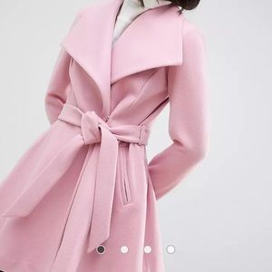 ASOS pink coat with belt US size 4